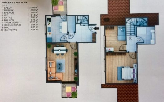 New Project duplex apartment in Icmeler for sale